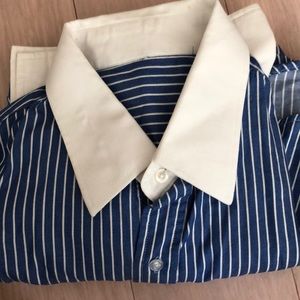 Medium Blue w/ White Stripe & white French Cuff